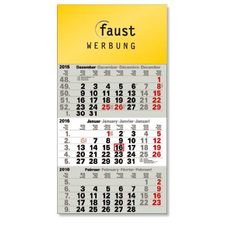 3-Monatskalender für das Folgejahr
